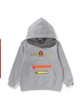 BAPE 童装24年秋冬像素游戏卡通小猴BABY MILO连帽卫衣314003N
