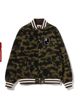 BAPE男装25年秋冬迷彩图案加厚运动棒球夹克X05411P