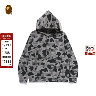 BAPE男装 24年秋冬猿人刺绣标满印迷彩图案连帽卫衣114004N