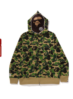 BAPE男装25年秋冬迷彩猿人全拉链连帽卫衣开衫外套006151P
