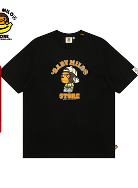 BABY MILO STORE女装25年春夏卡通小猴印花短袖T恤0445XXO