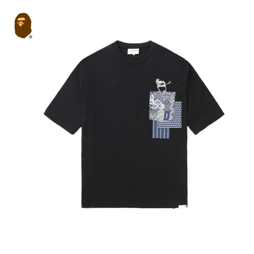 BAPEBLACK刺绣字母短袖T恤