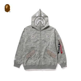 秋冬迷彩图案鲨鱼连帽卫衣开衫 BAPE ALPHA联名男装 152910L