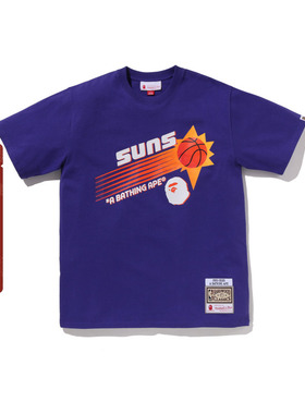 BAPEX M&N联名男装NBA菲尼克斯太阳队图案印花短袖T恤916091P