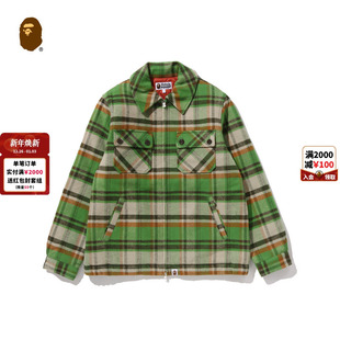 BAPE男装 25年秋冬格纹图案多口袋加厚拉链夹克外套005411P