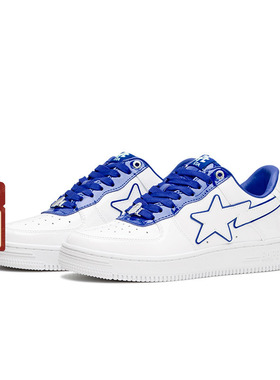 BAPE STA男鞋春夏撞色星标勾边漆皮拼接休闲鞋191017K