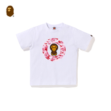 BAPE童装25年秋冬卡通小猴BABY MILO迷彩圆章短袖T恤003103P