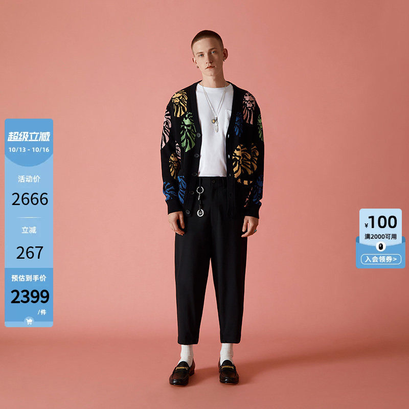 BAPE BLACK男装春夏猿人徽标刺绣纯色西装裤T6304MI