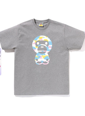 BAPE男装26年春夏糖果迷彩卡通小猴BABY MILO印花短袖T恤X00910Q