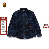 BAPE男装 24年秋冬猿人字母刺绣暗纹花卉迷彩牛仔衬衫 131302N