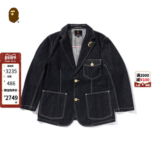 MR.BATHING APE男装24年秋冬猿人胡子原色牛仔西装外套140310N