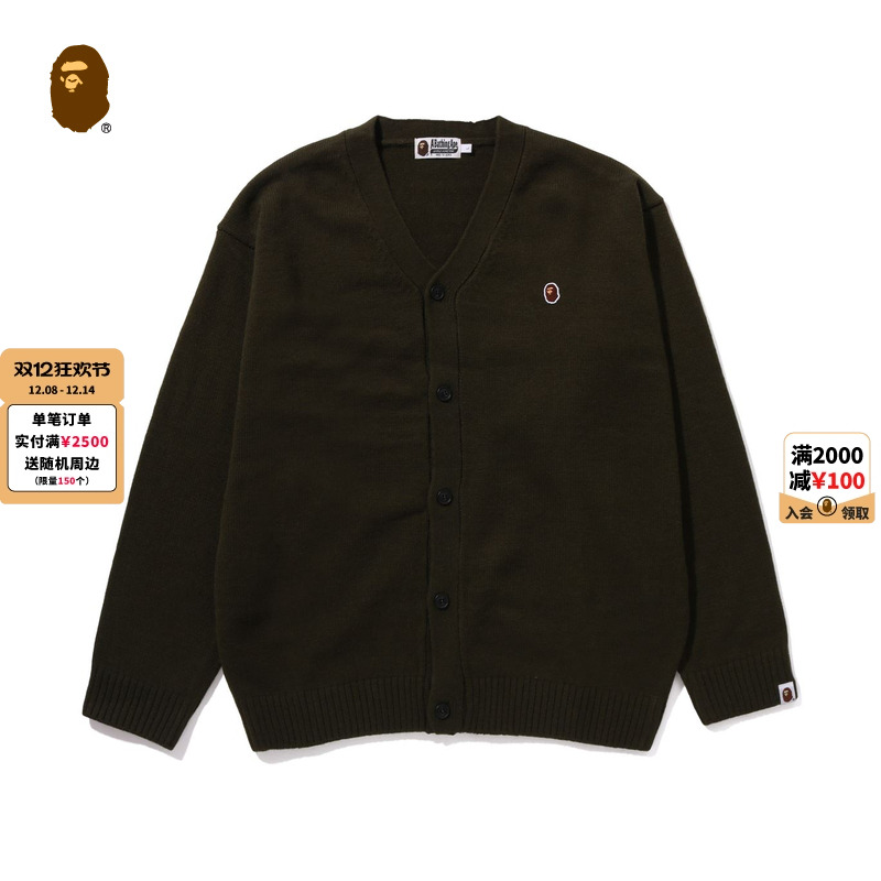 猿人刺绣标纯色毛衣针织开衫