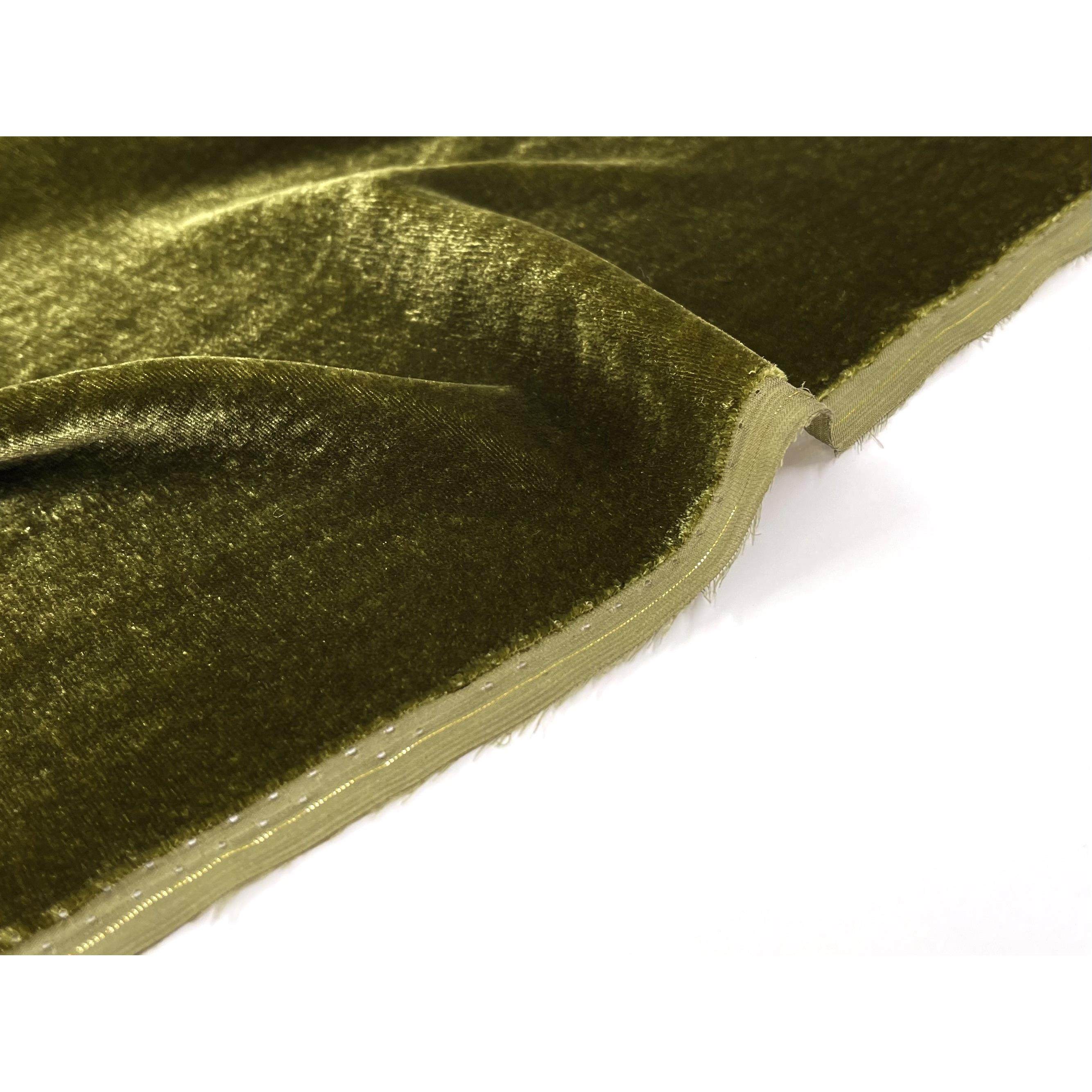 真丝丝绒 橄榄绿140宽幅桑蚕丝天鹅绒面料霜感光泽高定春夏布料