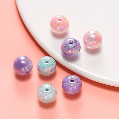 亚克力爆花双色镀彩七彩珠散珠