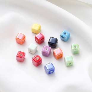 马卡龙色陶瓷圆孔隔珠散珠卡通手工串珠diy手机链钥匙链饰品配件