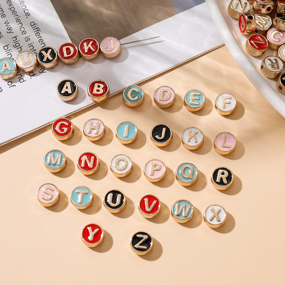 合金彩色滴油圆形穿孔英文字母珠手工串珠diy手串项链饰品配件,饰品/流行首饰/时尚饰品新,其他DIY饰品配件,淘宝优惠券,粉丝福利购,淘宝优惠卷