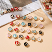 合金彩色滴油圆形穿孔英文字母珠手工串珠diy手串项链饰品配件