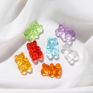 亚克力彩色透明竖孔小熊糖果串珠diy创意手串发饰手机链配件