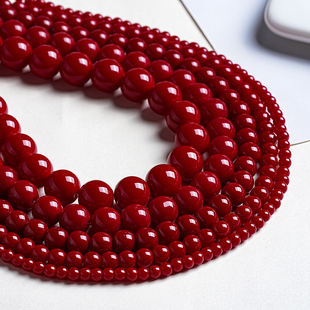 天然海竹优化红色珊瑚圆珠散珠手工串珠diy文玩手串半成品材料