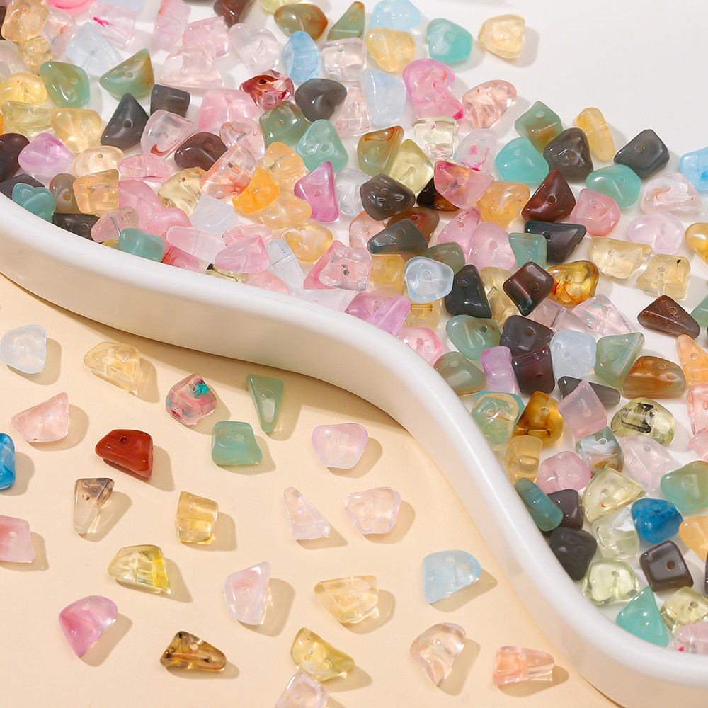 亚克力仿石头不规则碎石穿孔珠散珠手工串珠diy手串项链饰品材料