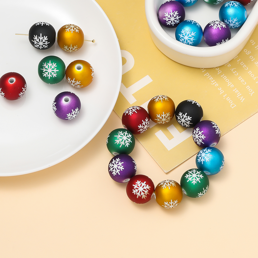 16mm圣诞雪花珠漆面亚克力珠子