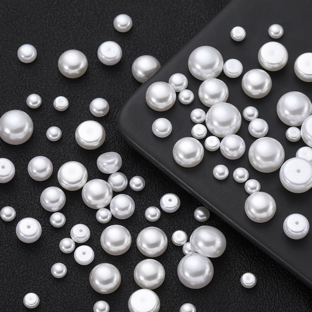 ABS仿珍珠高亮纯白半圆半孔珠散珠手工制作diy耳饰耳钉饰品材料,饰品/流行首饰/时尚饰品新,其他DIY饰品配件,淘宝优惠券,粉丝福利购,淘宝优惠卷