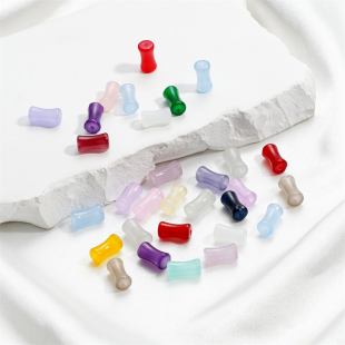 长筒竹节珠玻璃珠古风发簪流苏穿孔散珠diy自制手链项链串珠配件