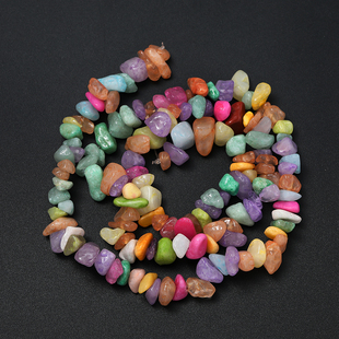 欧美风穿孔天然石彩色不规则碎石手工串珠diy手链项链饰品材料