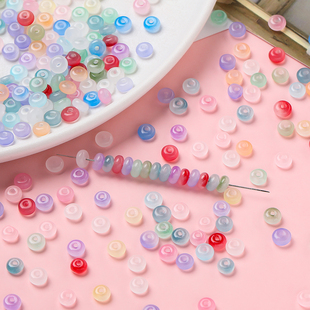 6mm仿琉璃玉石算盘珠玻璃散珠手工串珠diy手链手串项链饰品材料