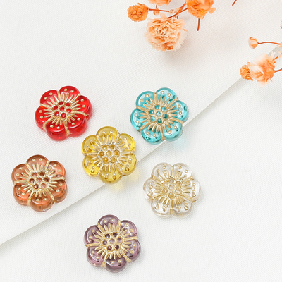 亚克力复古透明描金花朵珠子散珠