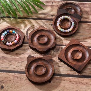 黑胡桃木质首饰盘陈列盘设计串珠托盘手工diy手链手串展示盘