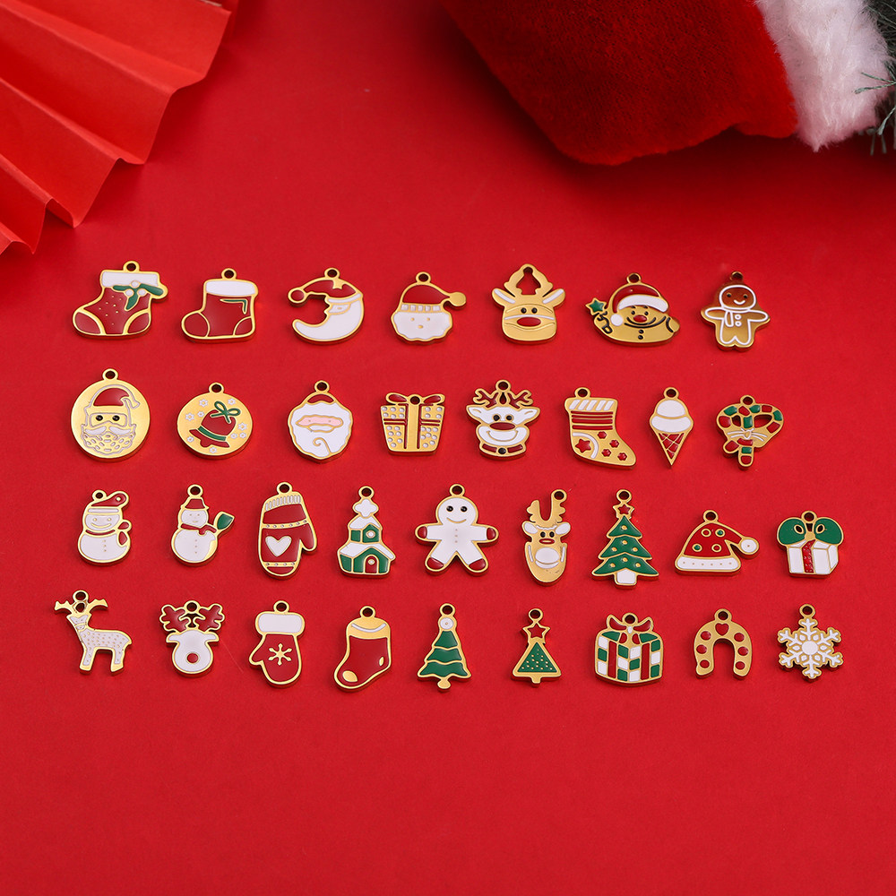 圣诞节不锈钢圣诞老人圣诞树饼干人吊坠手工diy手链项链饰品材料