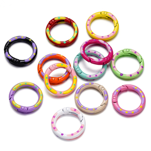 合金滴油彩绘圆点圆形弹簧扣diy手机链包包玩偶挂链扣钥匙扣环