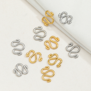 不锈钢材质m扣W型扣头万能扣连接扣diy手工项链手链收尾扣子配件