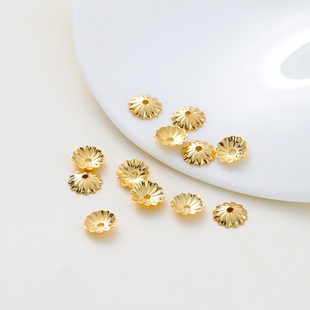 保色真金波浪花托镂空珠托配件diy手工手链手串珠帽隔珠金属材料