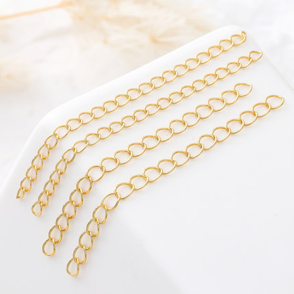 18k14k保色真金20条7cm细链条尾链diy手链项链发簪金属延长链材料