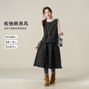 尚维洛森系碎花马甲半身裙两件套女韩版2026秋冬新款毛呢套装配包