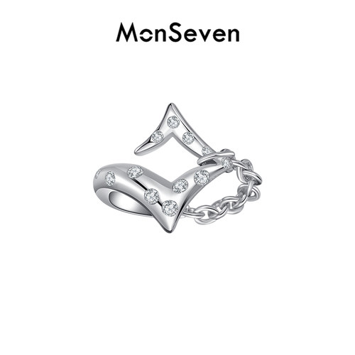 【马嘉祺同款】MonSeven星芒锆石戒指女纯银小众设计高级感食指戒