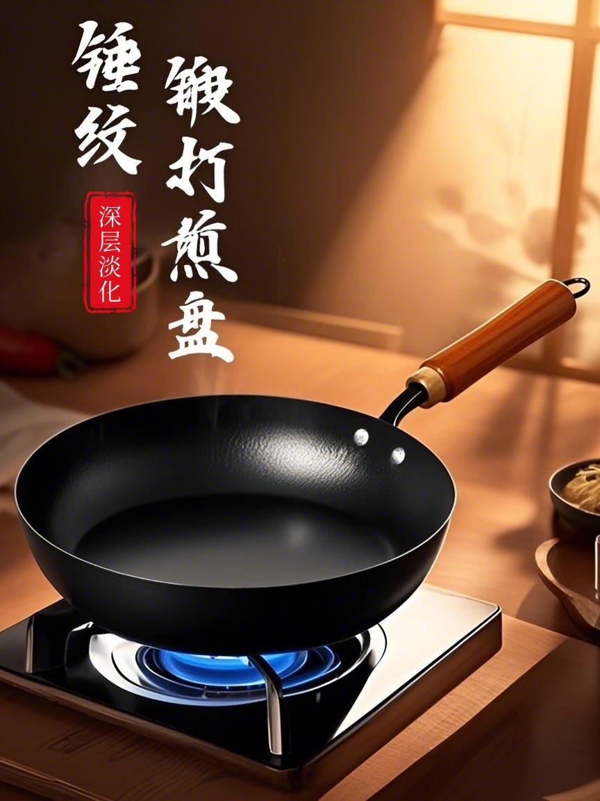 苏美冠平底锅无涂层家用煎饼牛排不粘锅电磁炉专用小锅极铁锅煎锅