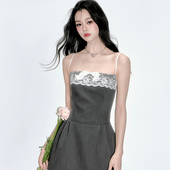 易碎商店·丁香织雾 现货 精致高级感蕾丝拼接连衣裙吊带裙