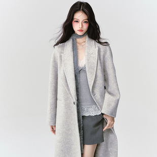 【现货】易碎商店·韩系长款毛呢外套设计感双面呢子新款大衣秋冬