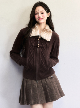 【现货】易碎商店·小鹿斑斑 复古绞花针织毛衣新年修身上衣外套