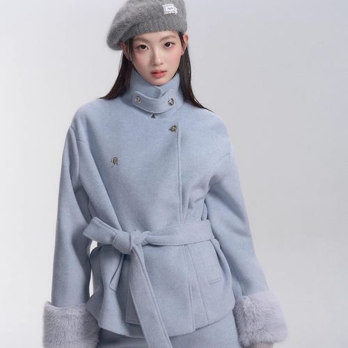 易碎商店韩系立领短款毛呢外套