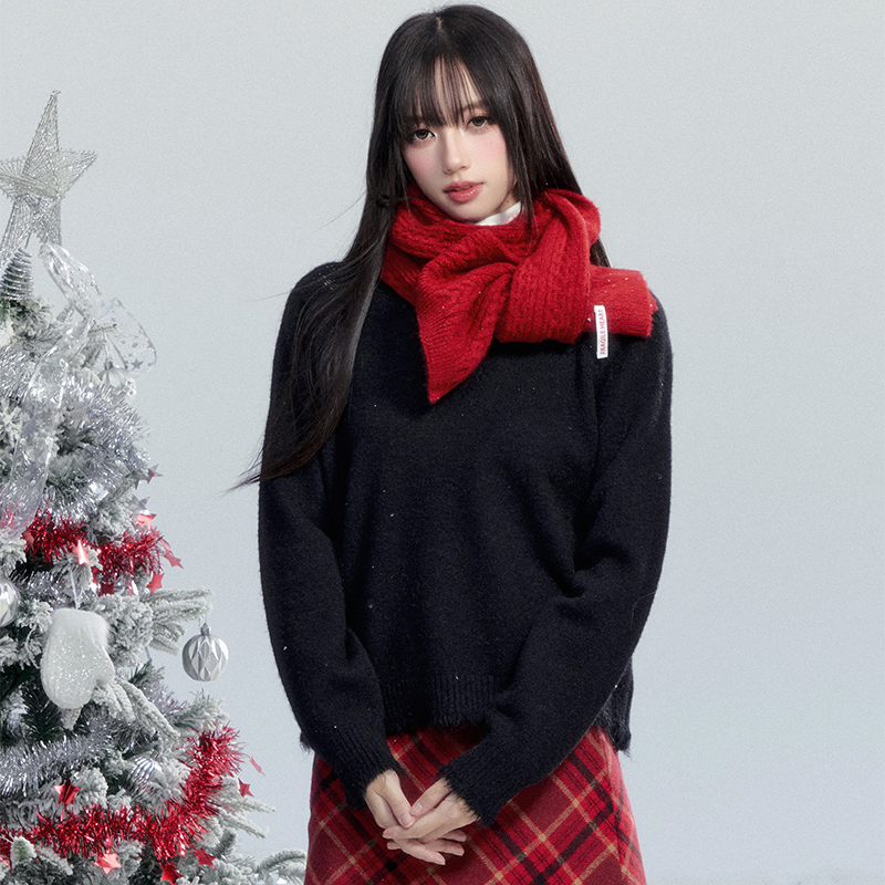 【现货】易碎商店·基础款秋冬流苏毛边针织衫慵懒风镂空软糯毛衣