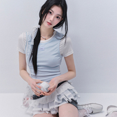 现货 易碎商店·余温日记 韩系简约设计蓝白拼短袖 修身 百搭T恤