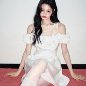 浪漫风蕾丝拼接连衣裙露肩裙子 法式 现货 易碎商店·月下花踪