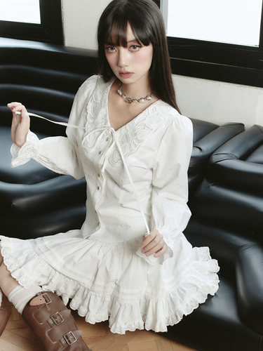 易碎商店少女感精致衬衫裙套装