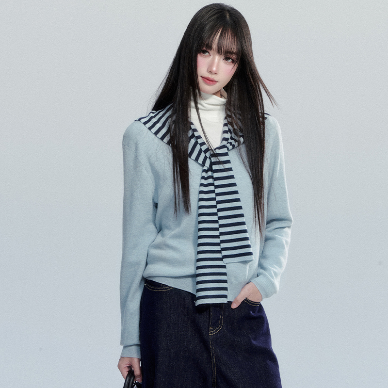 fragileheart易碎商店人气新品·笺帆停风 条纹针织披肩慵懒上衣