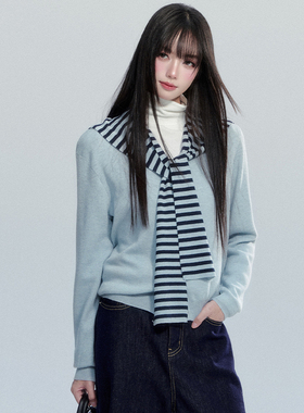 【现货】易碎商店·笺帆停风可拆卸条纹披肩软糯慵懒针织上衣开衫