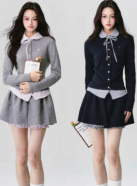 fragileheart易碎商店·韩系女高学院风格子衬衫短袖裙子两件套装